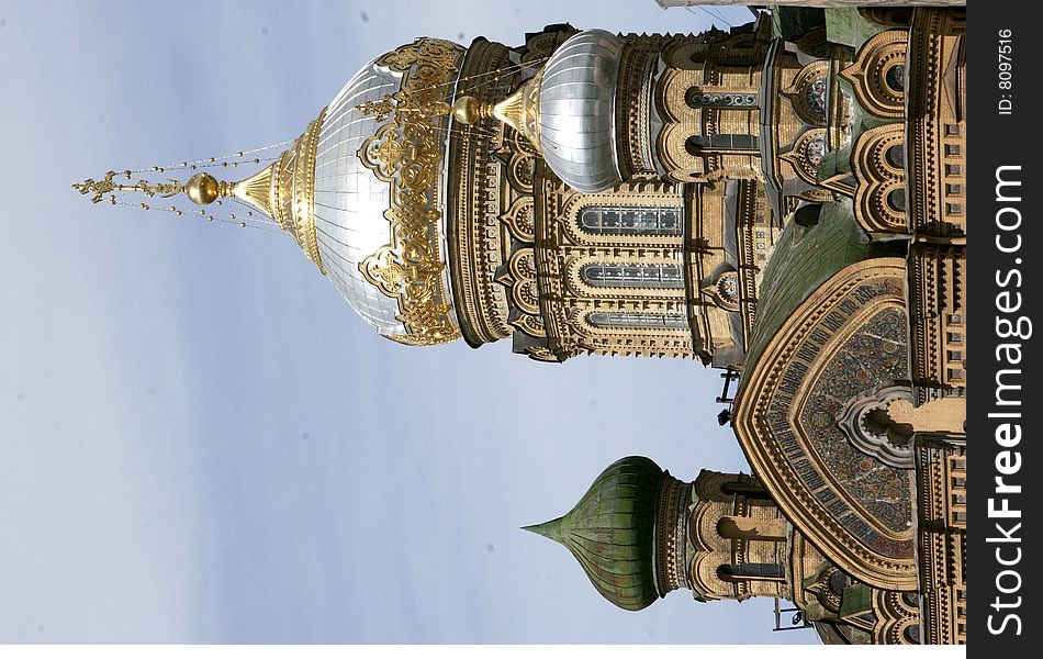 Russian marine church at the embankment of river Neva in St.Petersburg, Russia