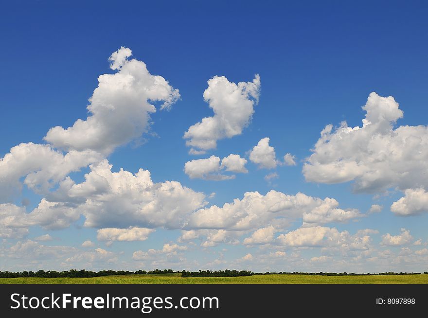 Landscape with clouds and blue sky on a sunny day. Landscape with clouds and blue sky on a sunny day