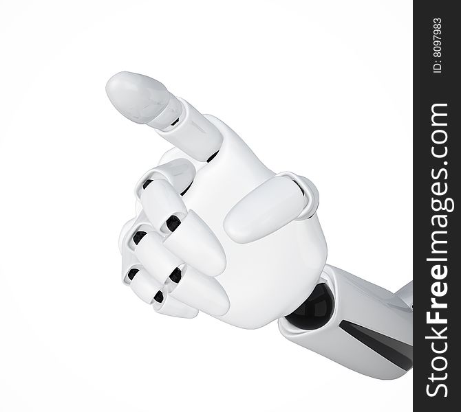 3d robobotic hand with pointing finger showing some direction. Clipping path included. 3d robobotic hand with pointing finger showing some direction. Clipping path included.