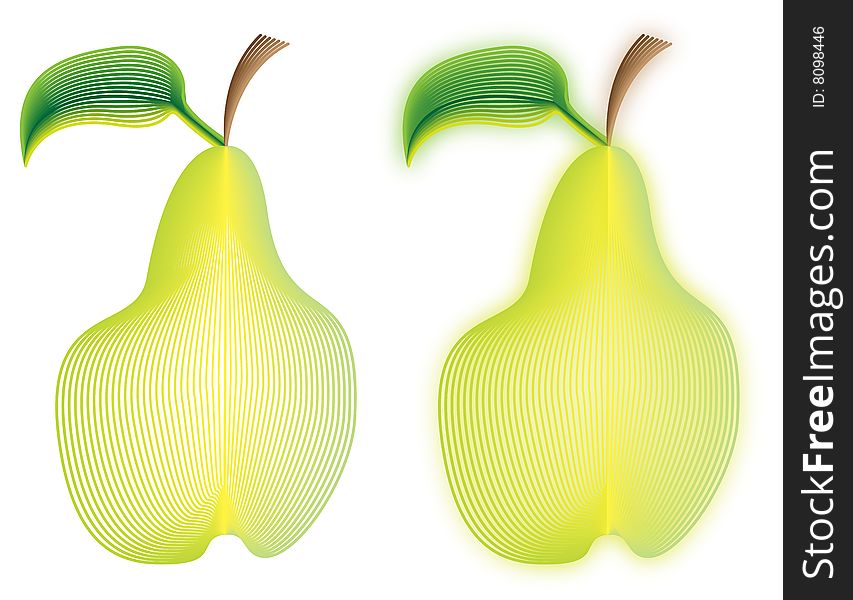 A drawing of two pear with a parallel linear technique. A drawing of two pear with a parallel linear technique.