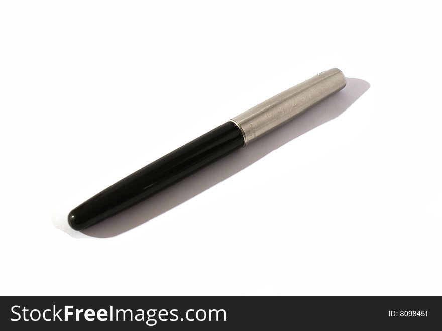 Black ink pen isolated on white background