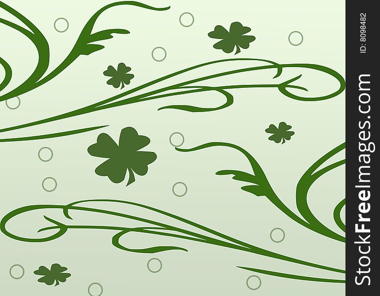 A computer generated illustration for St. Patricks's Day of shamrocks and flourishes.
