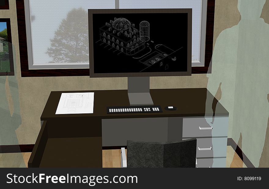 3d rendering of a designer's office