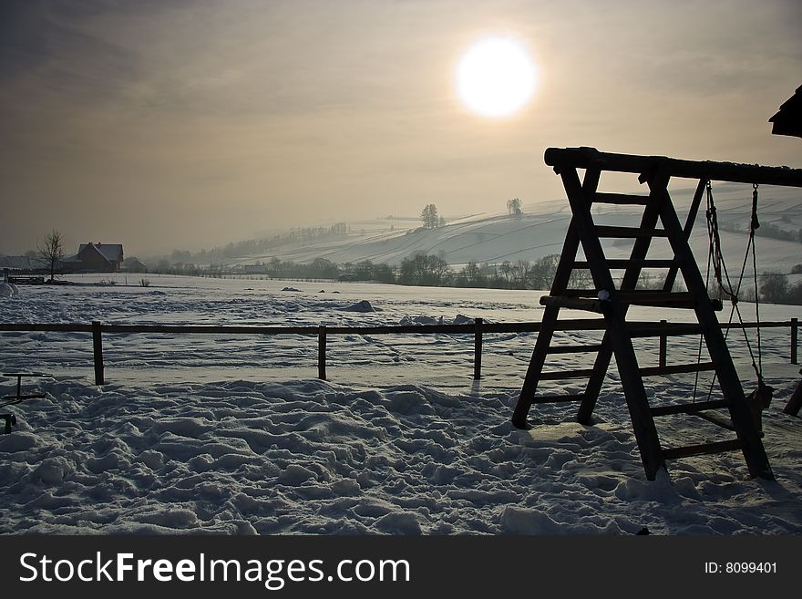 Landscape winter - sun in mountains. Landscape winter - sun in mountains