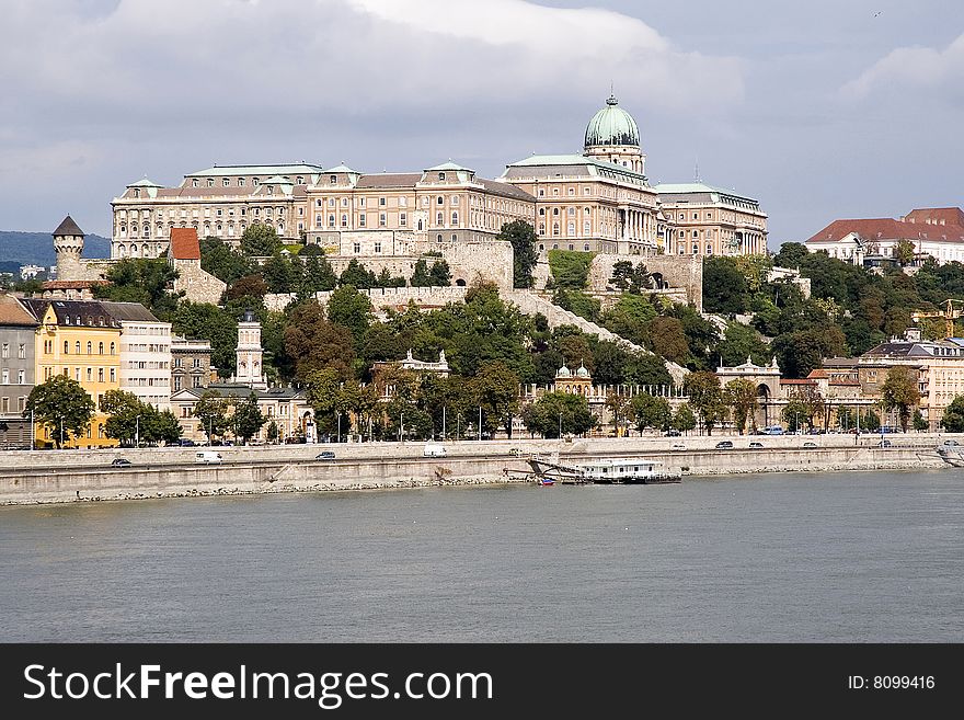 View on Budapest castle over Danube river