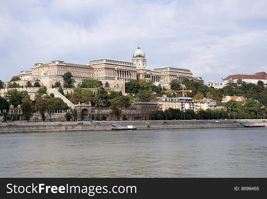 View on Budapest castle over Danube river