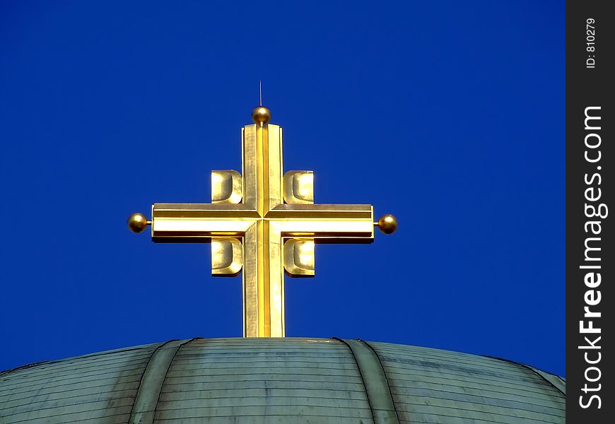 Close up of religion symbol on church dome. Close up of religion symbol on church dome
