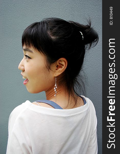 Side profile of a Korean woman