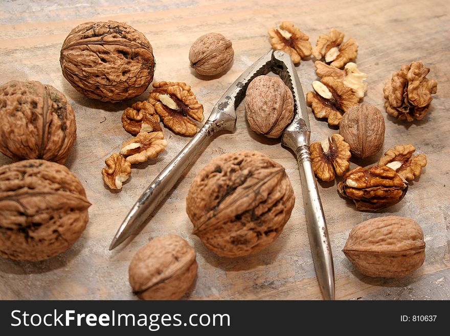 Nutcracker and walnuts