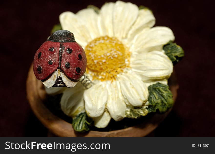 Ceramic Flower and Ladybug. Ceramic Flower and Ladybug