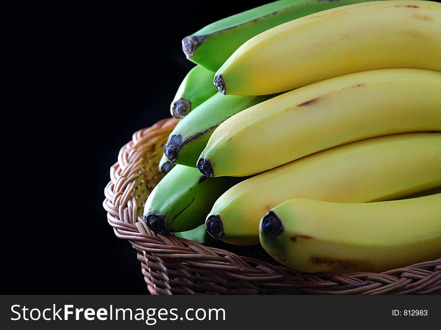 A bunch of bananas in a basket