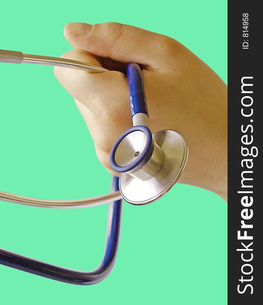 Doctor or nurse with stethoscope in hand. Doctor or nurse with stethoscope in hand