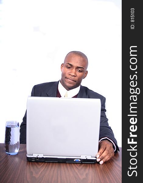 African American Man with Computer. African American Man with Computer