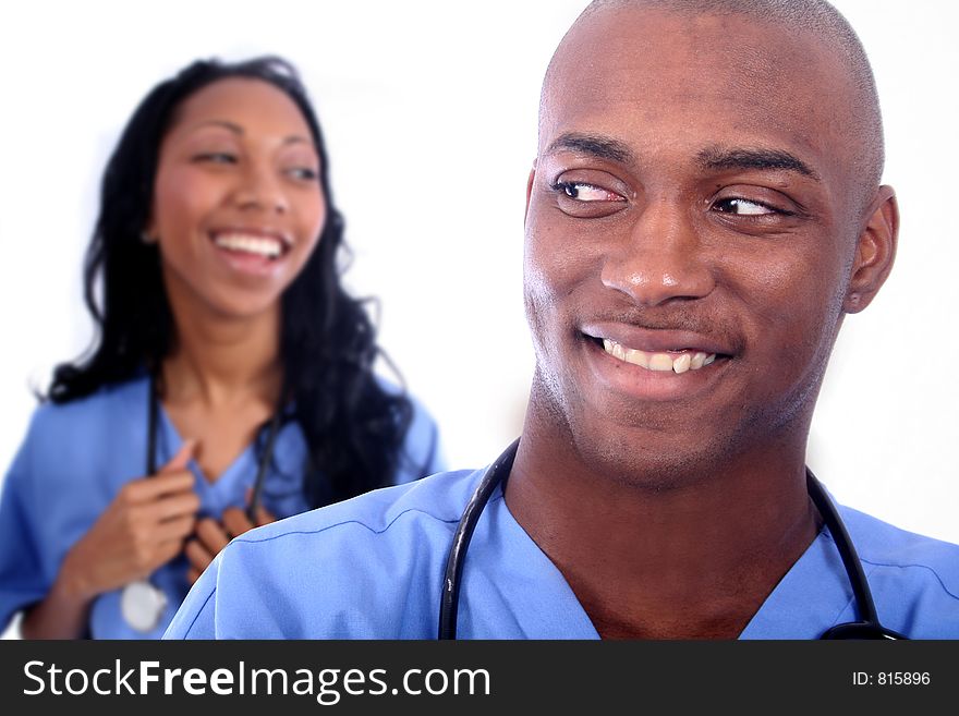 African American Man and Woman Medical Workers. African American Man and Woman Medical Workers