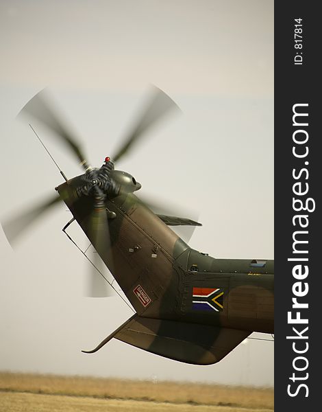 Close up of a tail rotor of a South African Military Helicopter