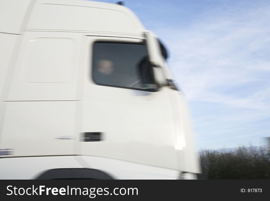 Passing a truck at high speed on the motorway