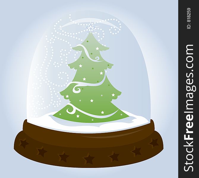 Snow globe containing a decorated Christmas tree. Snow globe containing a decorated Christmas tree