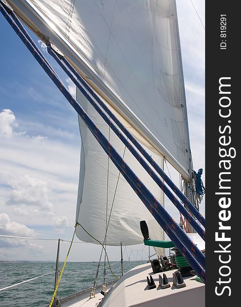 Sailboat cruissing in the mediterranean coast