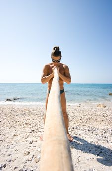 Man With Bamboo Stick Royalty Free Stock Images Man With Bamboo Stick Royalty Free Stock Images