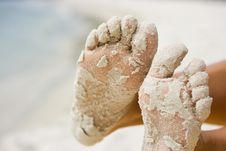 Feet In Sand Stock Photography