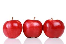Three Shiny Red Apples Royalty Free Stock Photography Three Shiny Red Apples Royalty Free Stock Photography