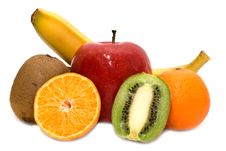 Kiwi, Mandarines, Apple And Banana Royalty Free Stock Photos Kiwi, Mandarines, Apple And Banana Royalty Free Stock Photos