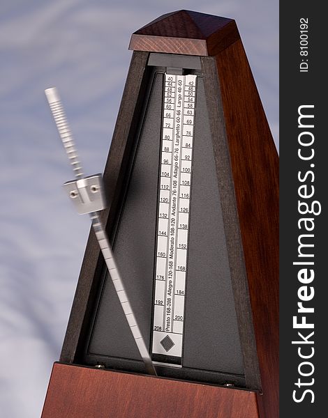 A closeup of a metronome