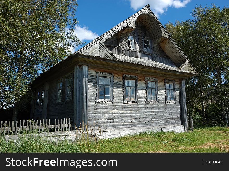 Old farmer's wooden house in northern russian village. Old farmer's wooden house in northern russian village