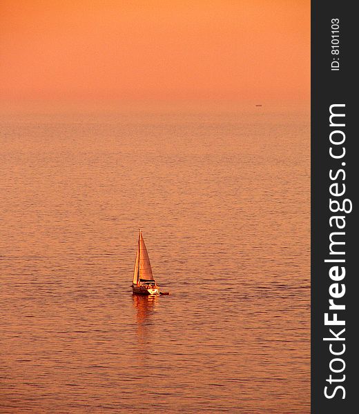A small sailing boat on the Adriatic Sea, near Dubrovnik harbour. A small sailing boat on the Adriatic Sea, near Dubrovnik harbour.