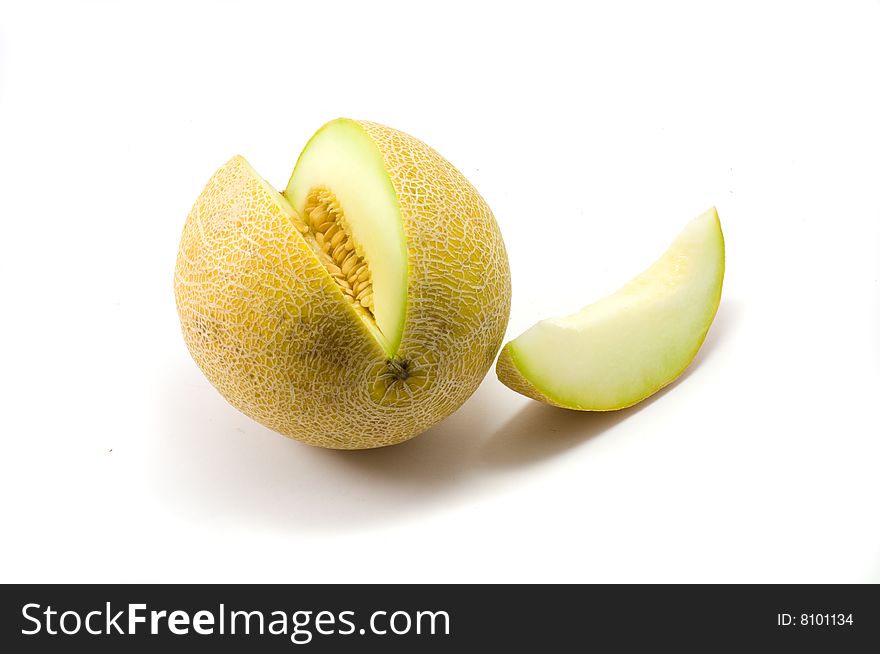 Fresh cuted melon on the white background