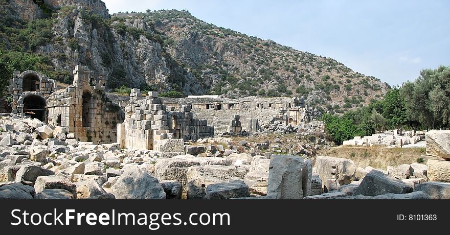 Ancient theater ruins in Myra, Turkey