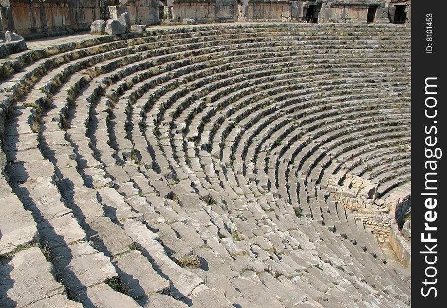 Ancient theater ruins in Myra, Turkey