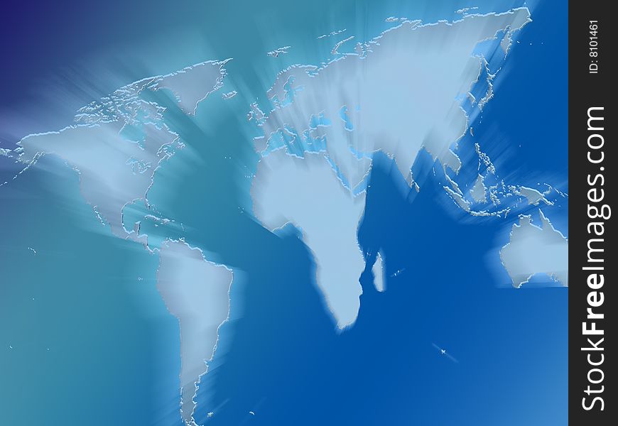 A map of the world with glowing effect in blue. A map of the world with glowing effect in blue