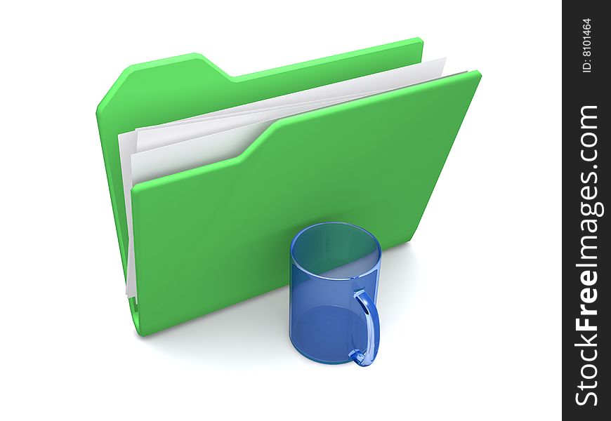 3d folder illustration on white background