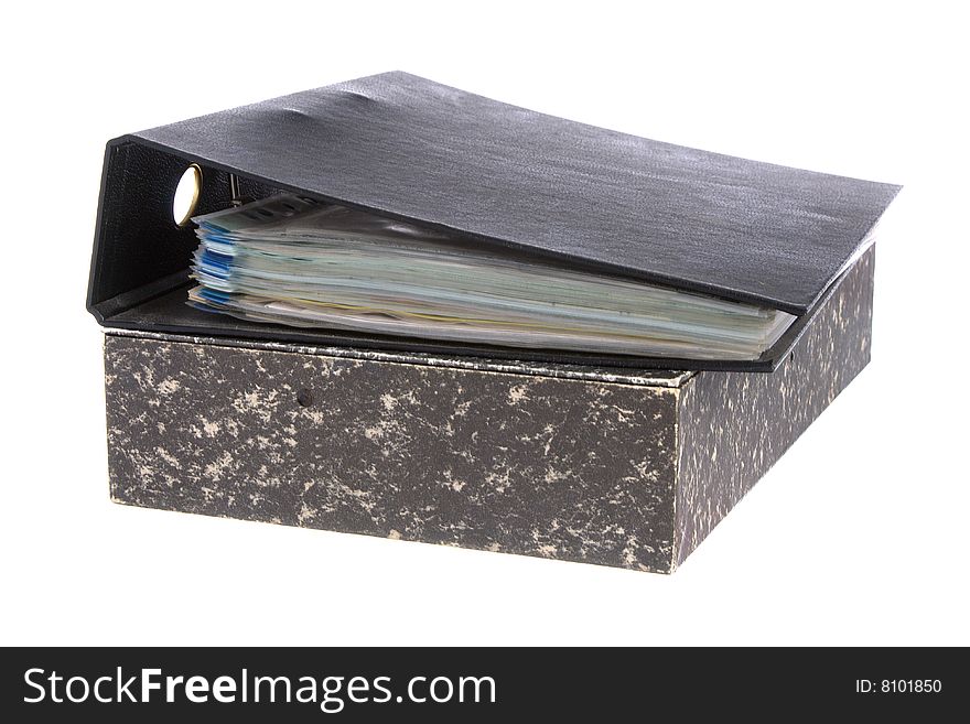 Files and papers isolated against a white background