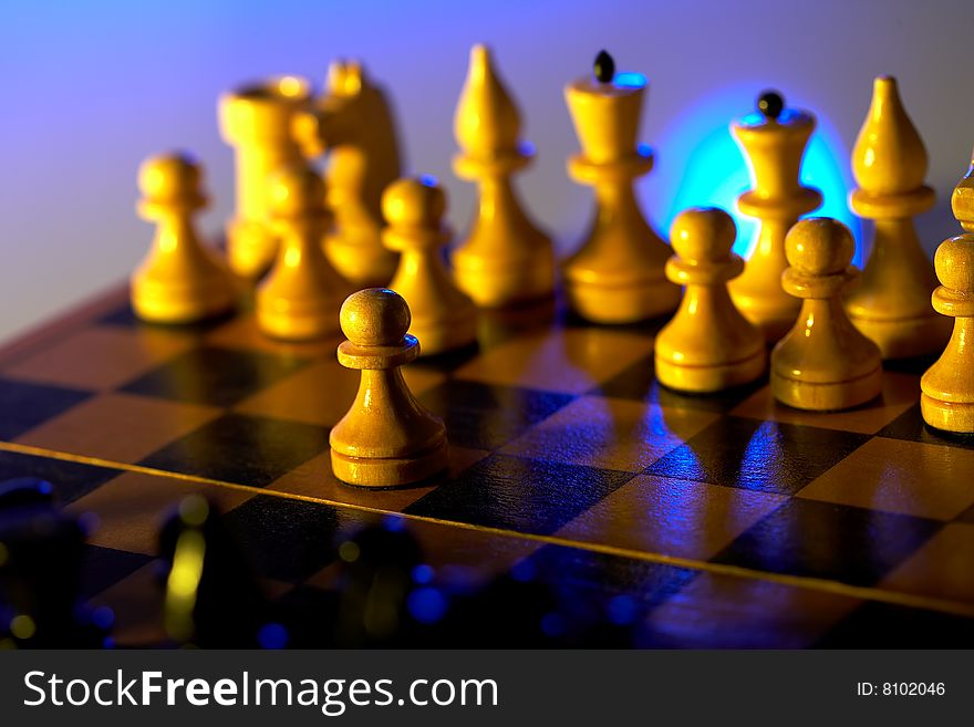 Close-up of chess set. Close-up of chess set