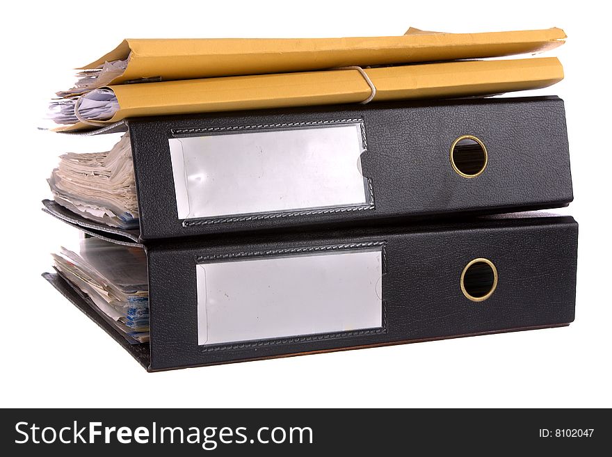 Files and papers isolated against a white background