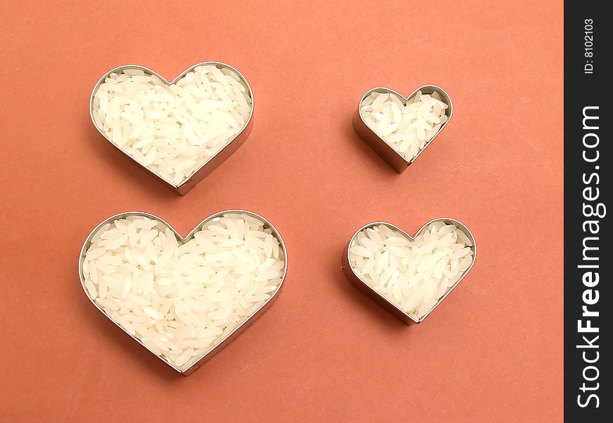 Heart of rice 	
isolated on a white background