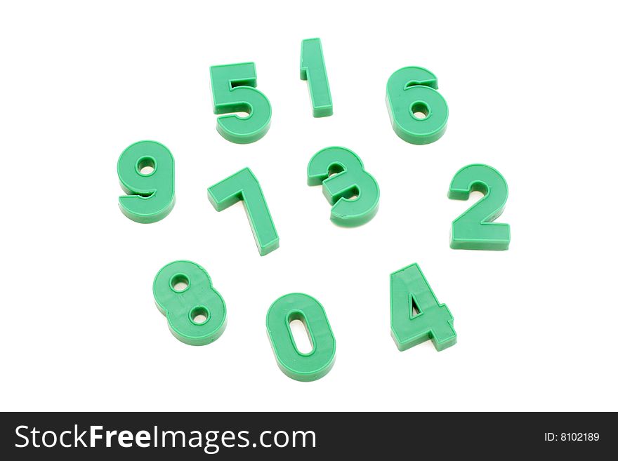 Plastic numerals under the white background