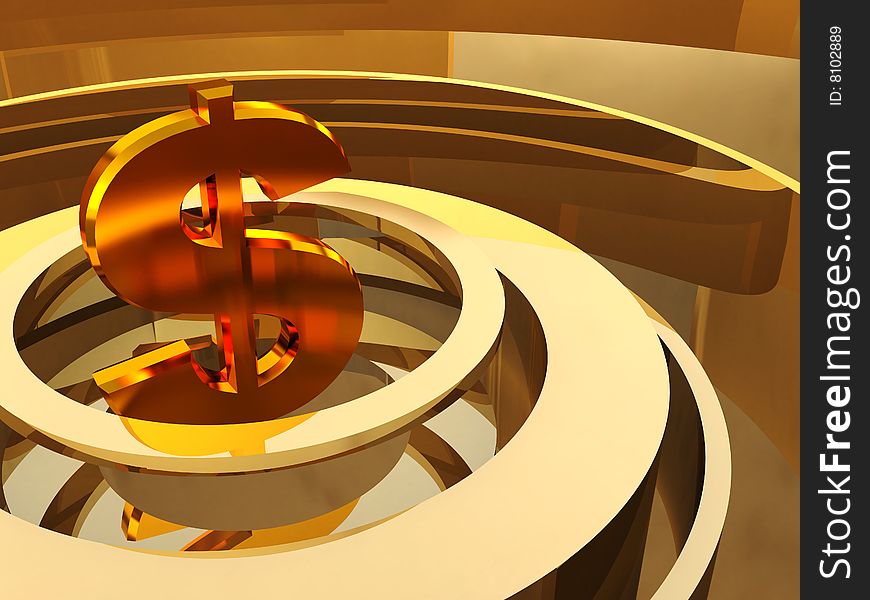 Abstract 3d illustration of background with dollar sign. Abstract 3d illustration of background with dollar sign