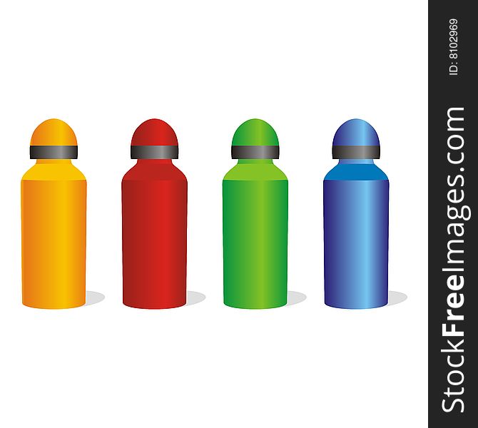 Vector illustration of isolated aluminum bottles set