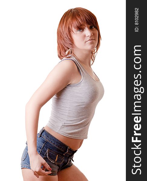 Young Sexual Girl On White Background