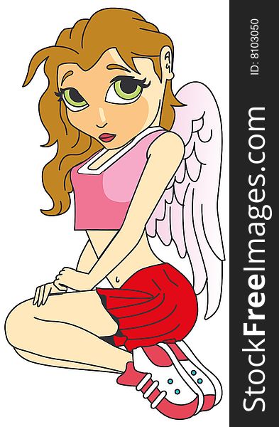 Vectorial illustrations  of Angel girl - isolated on a white background. EPS file available.