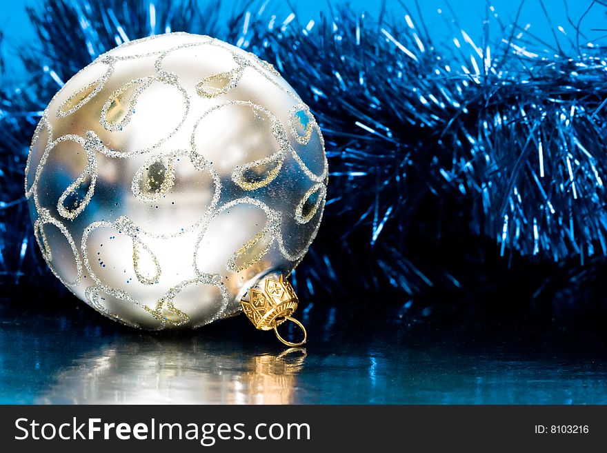 Silver Christmas ball and garland