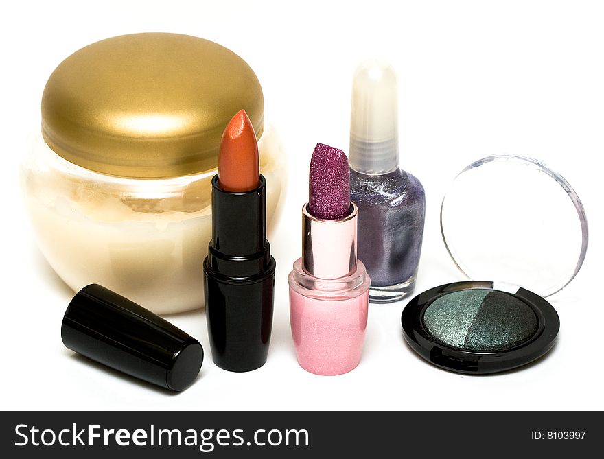 Set for make-up (cream, eyeshadows and lipsticks)