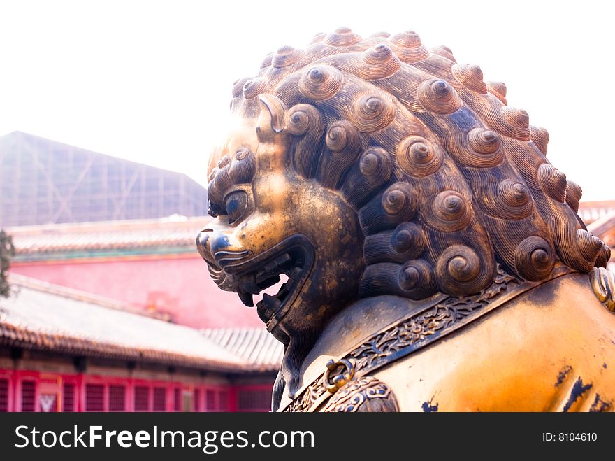 Religious metal lion in china