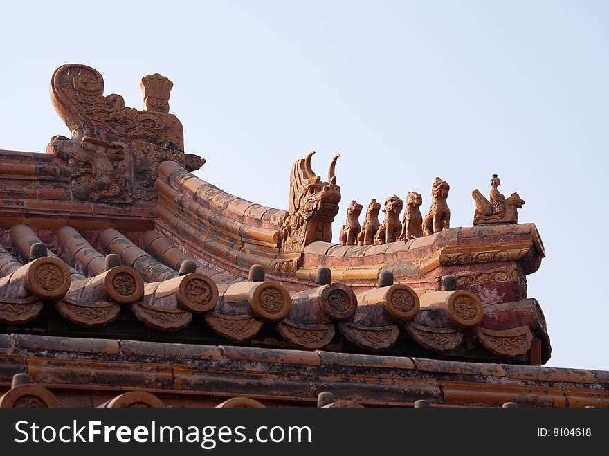 Religious animal on top of royal temple roof. Religious animal on top of royal temple roof