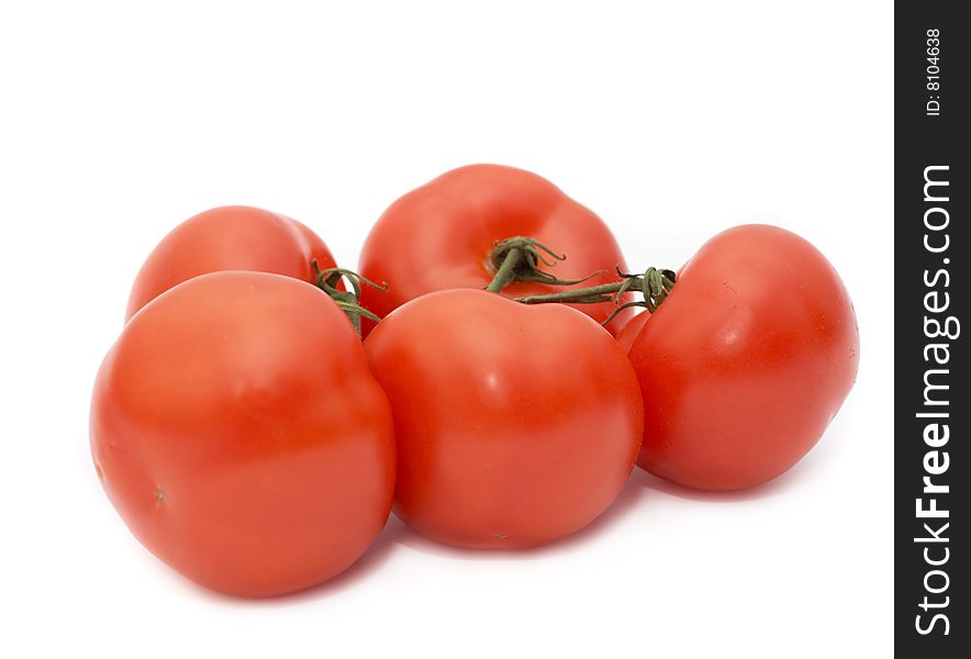 Red tomato on white background