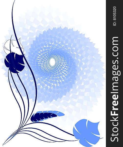 Floral card design of blue color.