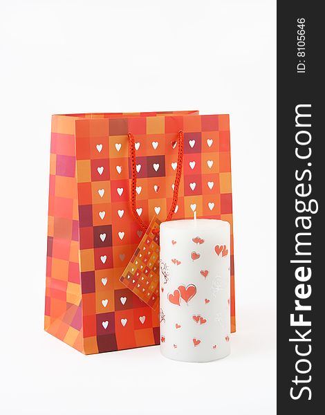 A packet with Valentine candle. A packet with Valentine candle